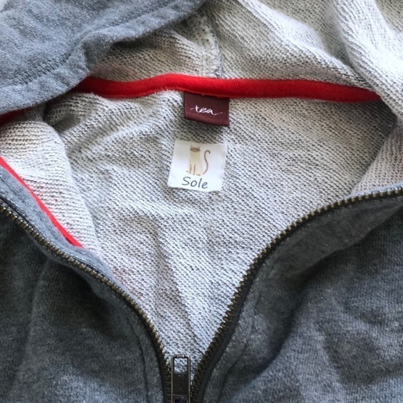Tea Collection Zip-Up Gray Hooded Sweatshirt Unisex Girls Size 3T - Picture 3 of 7